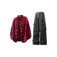 Set (Red Plaid Top+Black Pants)