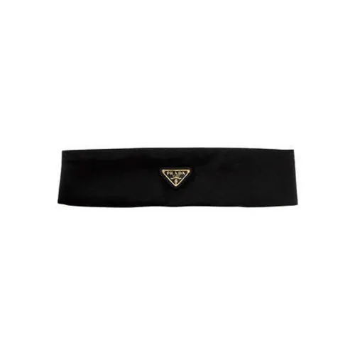 PRADA Recycled Nylon Metal Enamel Hair Bands Women's Black