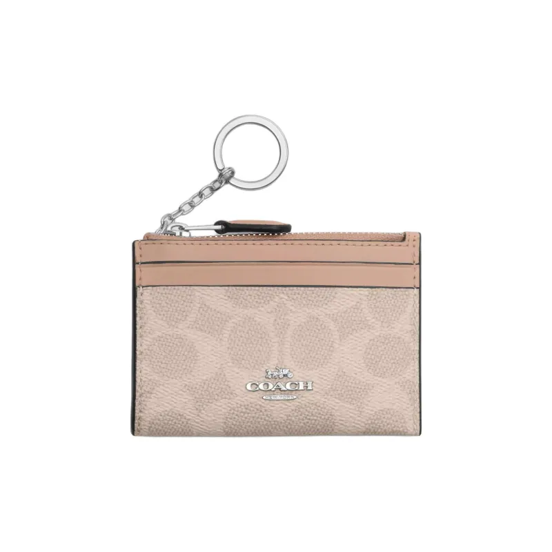 COACH Mini Id Skinny Coated Canvas Card Holder Mini Women's Sand-0