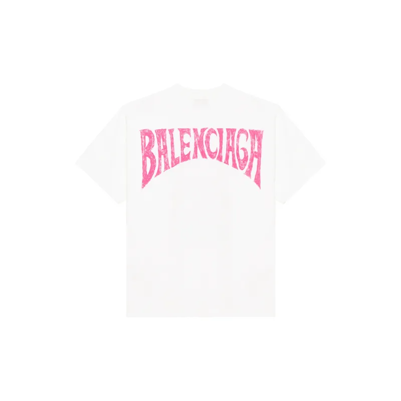 Balenciaga Paris Tropical T Shirt Medium Fit White/Pink-1