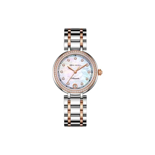 Sea Gull Automatic Mechanical Movement Steel Strap Watch Women's Watch Mother of Pearl Color Watch Dial
