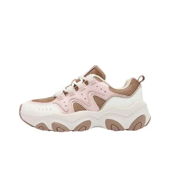 QIAODAN Breathable Lightweight Low Top Chunky Sneakers Women's White Peach Pink