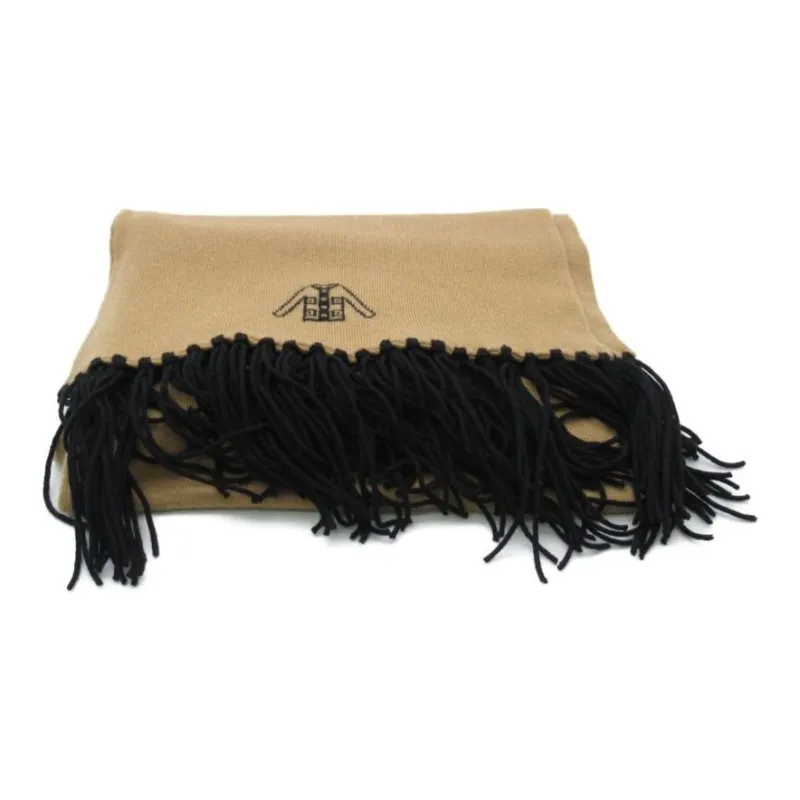 CHANEL Cashmere Knit Scarves Women's Brown-1
