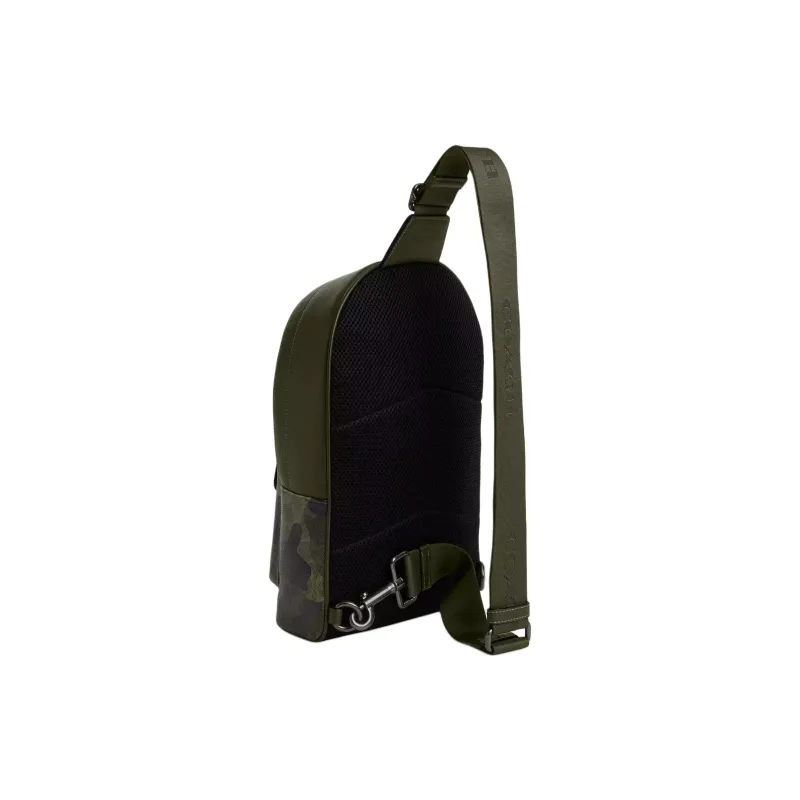 COACH West Coated Canvas Sling Bag, Crossbody Bag Trumpets Men's Green-1