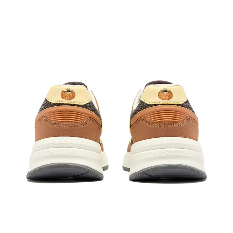 QIAODAN Breathable And Lightweight Low Top Casual Shoes Men's Brown Yellow-2