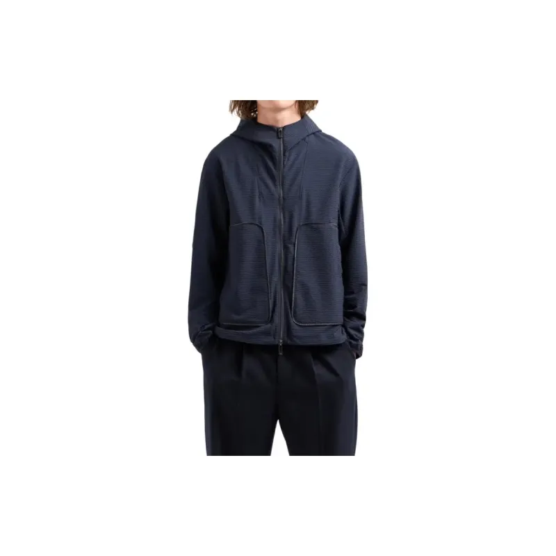 EMPORIO ARMANI Technical seersucker Hooded Blouson With Zip-2