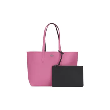 LACOSTE PVC Tote Bag Shopping Bag Handbag Large Size Women's Pink & Dark Coffee