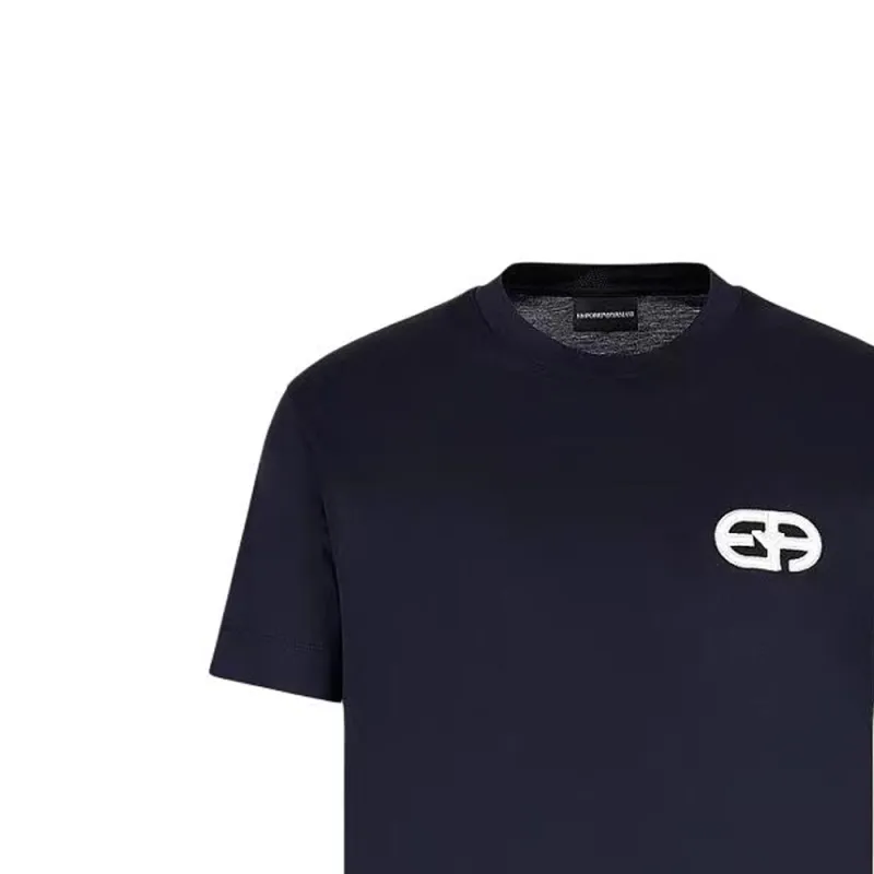 EMPORIO ARMANI Lyocell blend Jersey T shirt With Embossed Ea Logo Embroidery-5