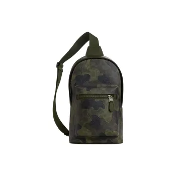 COACH West Coated Canvas Sling Bag, Crossbody Bag Small Size Men's Green