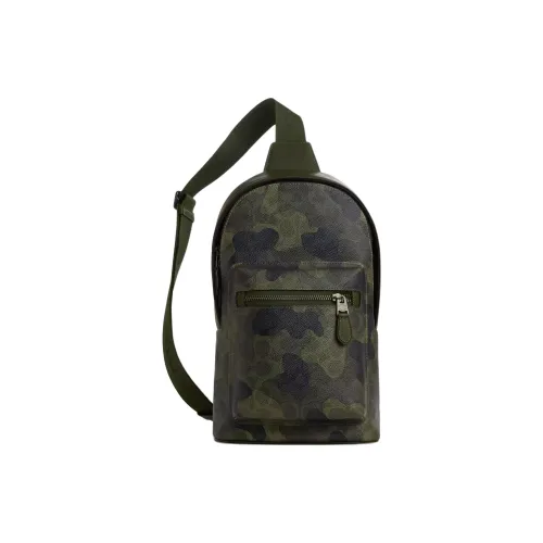 COACH West Coated Canvas Sling Bag, Crossbody Bag Small Size Men's Green