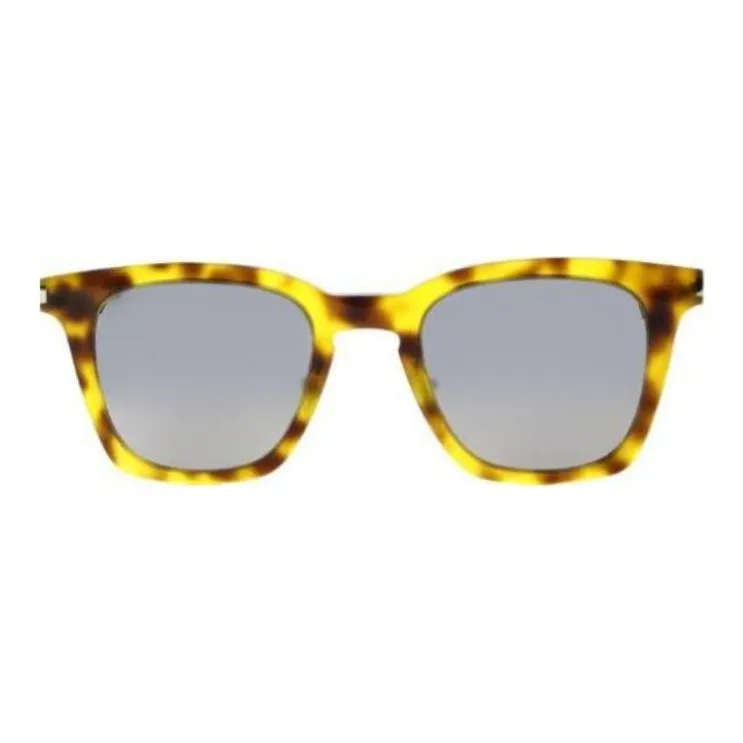 SAINT LAURENT Acetate Plastic Metal Square Sunglasses Men's Tortoiseshell-1
