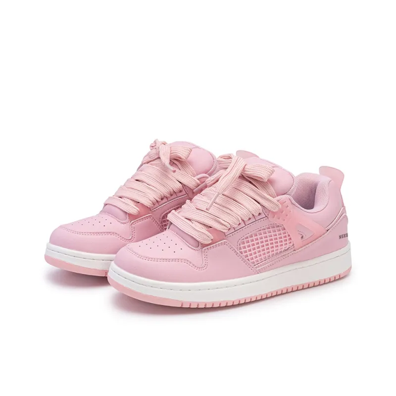 N6K8 Anti Slip Wear Resistant Low Top Skateboard Shoes Women's Pink Gift Box Set-3