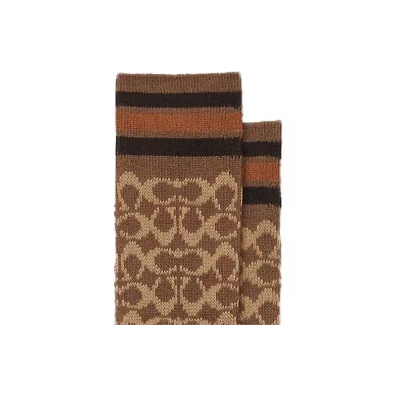 COACH Knee High Socks Men's Khaki-5