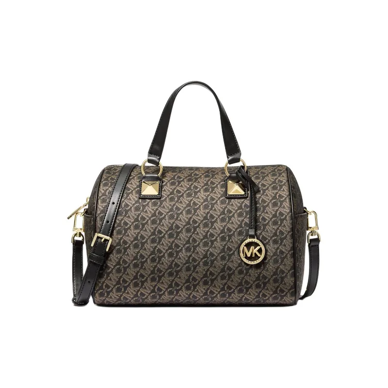 MICHAEL KORS Grayson Medium Metallic Empire Monogram Satchel-0