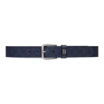 GUCCI Metal Leather Belts Men's Blue/Dark Blue Width .3.6cm