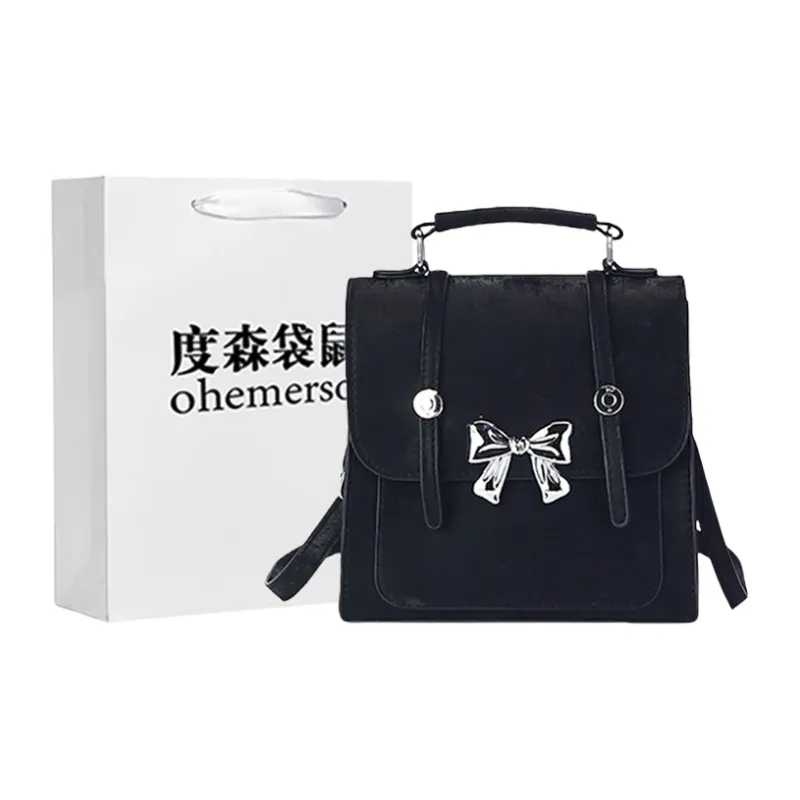 Dusen Kangaroo PU Backpack Regular Women's Ecru/Black/Pink/Blue-8