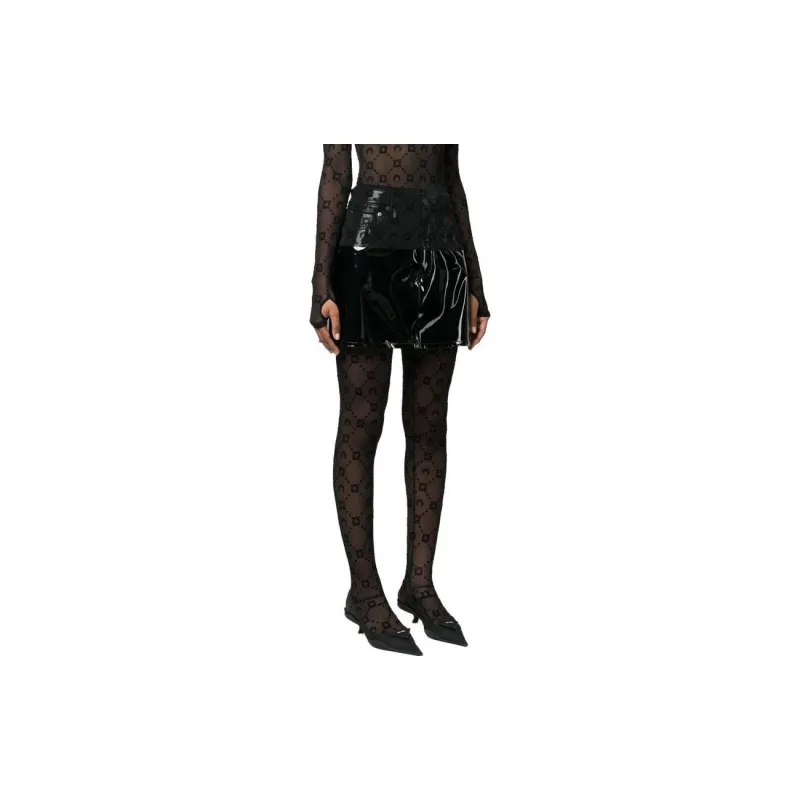 Marine Serre Regenerated Moonogram Mesh Flock Tights 'Black'-4