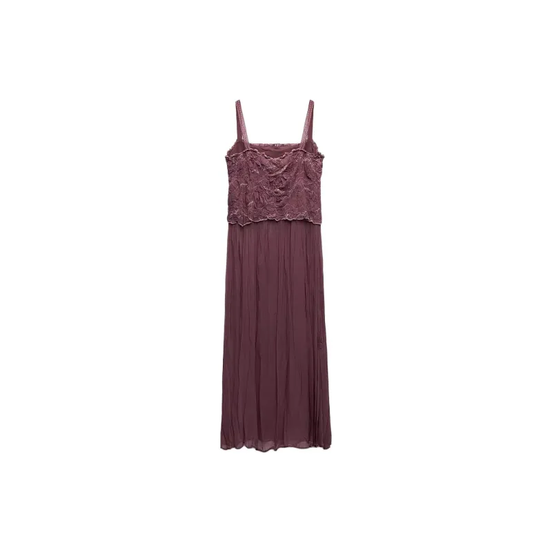 ZARA ZW Series Slip Dress Women's Burgundy-1