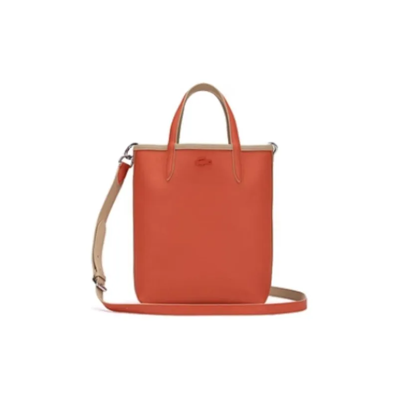 LACOSTE PVC Tote Bag Shopping Bag Handbag Medium Size Women's Khaki And Orange-2