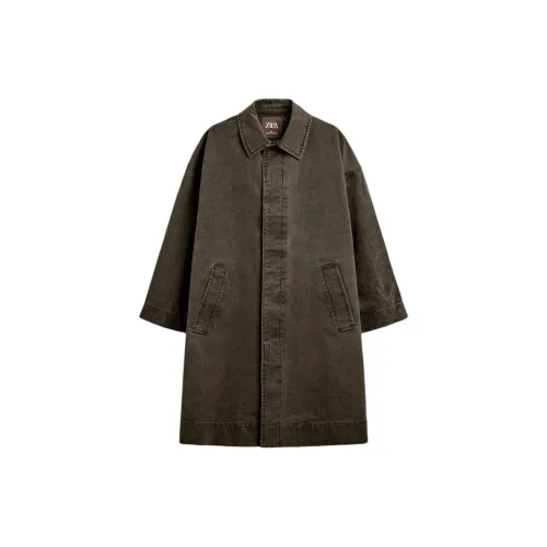 ZARA Trench Coats Men Brown