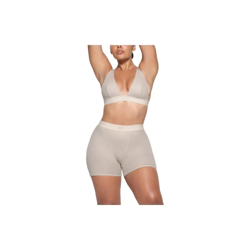 SKIMS SS24 COTTON RIB PLUNGE BRALETTE Bra Women's STONE/Stone Color-1