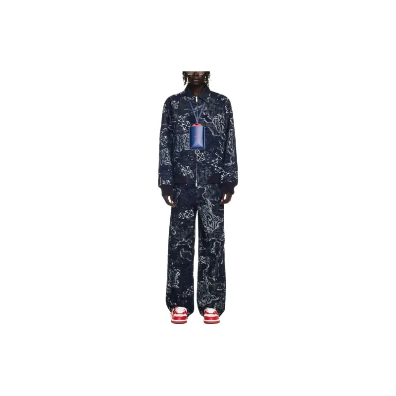 OFF WHITE Jacquard Zip Up Bomber Jacket-1