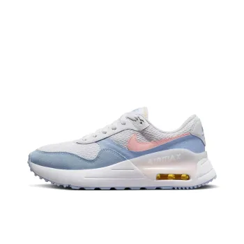Nike Air Max System Anti Slip Wear Resistant Low Top Casual Running Shoes Women's White Blue Pink