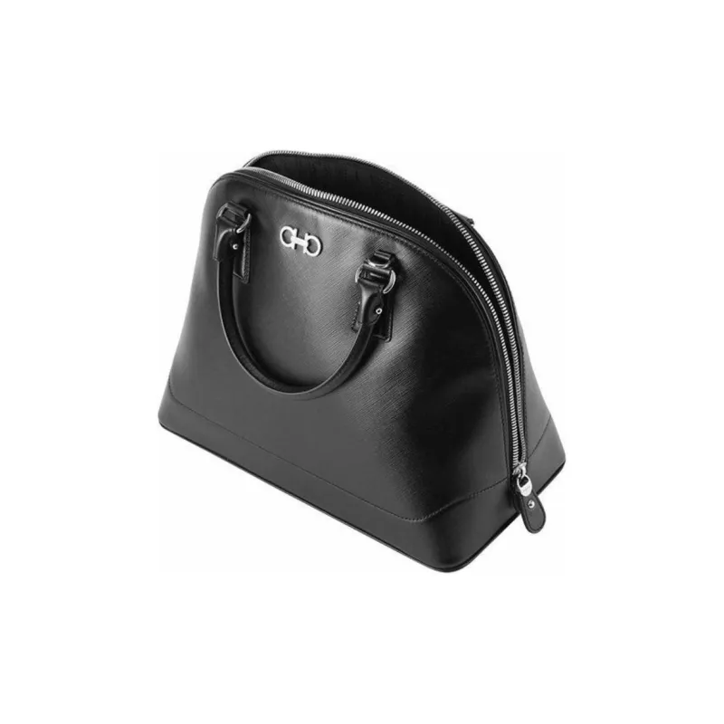FERRAGAMO Embossed Calfskin Shoulder Bag Crossbody Bag Handbag Women's Black-2