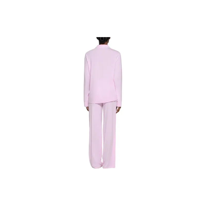 SKIMS SLEEP LONG SLEEVE BUTTON UP SET Pajama Set Women's Cherry Blossom Marble Trim/Cherry Blossom Marble Decoration-1