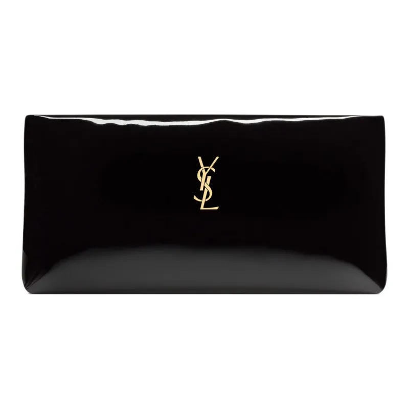 SAINT LAURENT PU Polyester Fiber Clutch Unisex Black-0