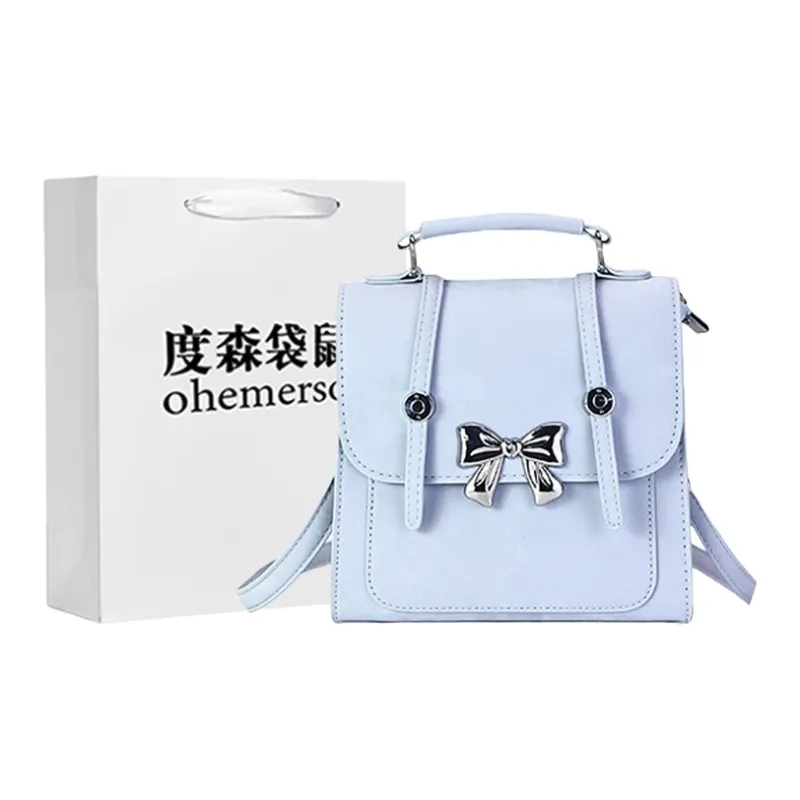 Dusen Kangaroo PU Backpack Regular Women's Ecru/Black/Pink/Blue-24
