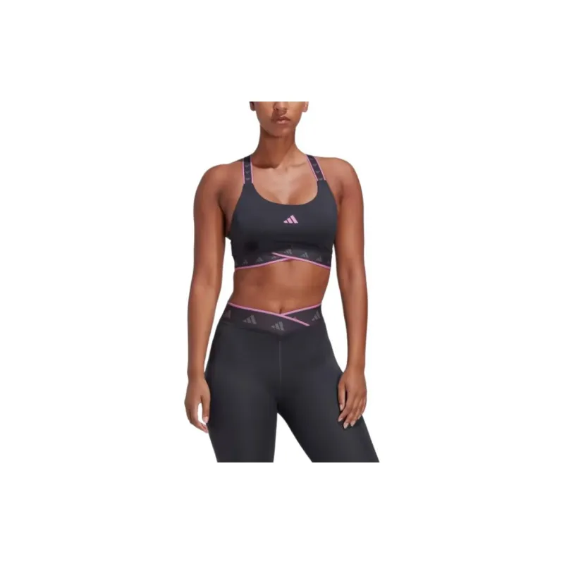 Adidas POWERIMPACT TRAINING TECHFIT Bra Women's Carbon/Pulse Purple Lilac-2