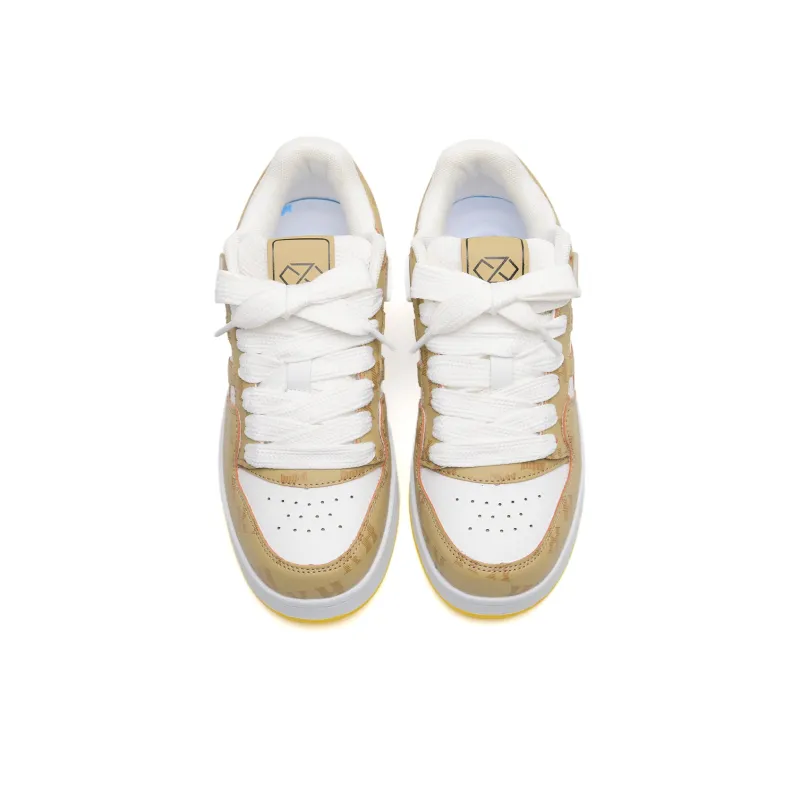 ABCIO Water-Resistant Cushioning Lightweight Height Increasing Low-Top Skateboard Shoes Unisex Khaki White Box Included-4