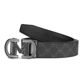 FAIRWHALE Pvc Leather Belts Men's Black Width 3.5CM