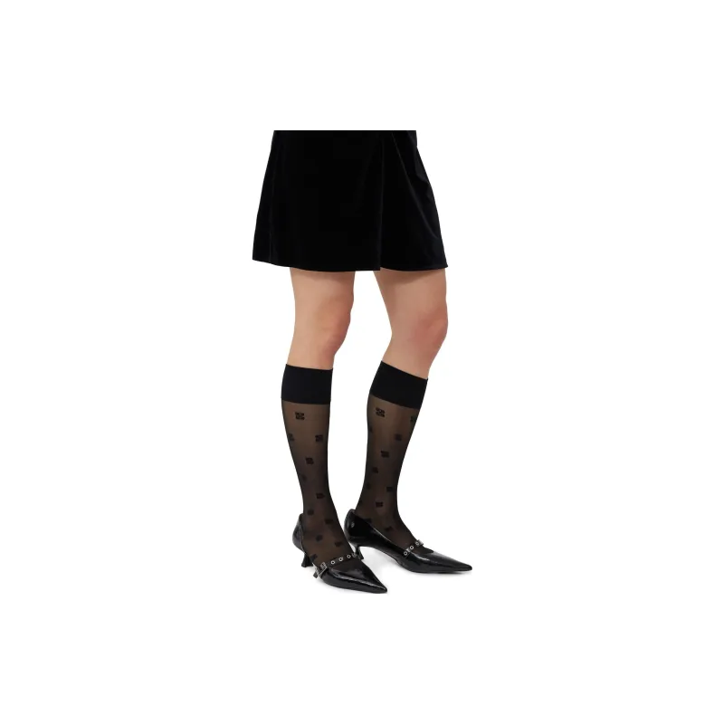 GANNI Butterfly Lace Socks Knee High Socks Women's 1 Pack Black-3