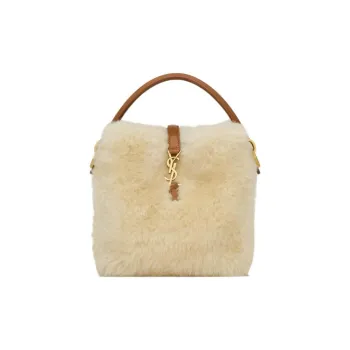 SAINT LAURENT Lambskin Bucket Bag, Shoulder Bag, Crossbody Bag, Handbag Mini Women's Cream Beige