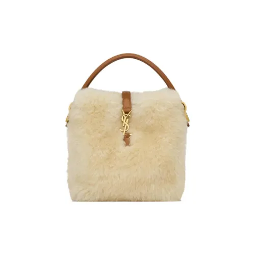 SAINT LAURENT Lambskin Bucket Bag, Shoulder Bag, Crossbody Bag, Handbag Mini Women's Cream Beige