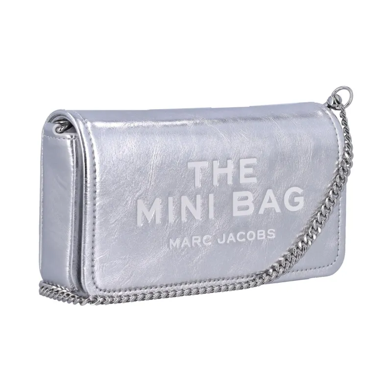 MARC JACOBS The Metallic Leather Chain Mini Shoulder Bag Silver-1