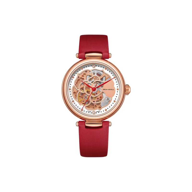 Sea Gull Automatic Mechanical Movement Genuine Leather Strap Watch Women's Watch Cut Out Dial-7