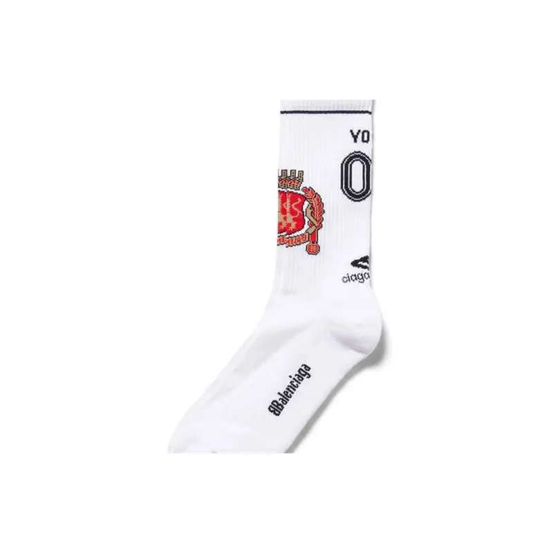 Balenciaga Knee-High Socks Regular Fit Men's 1 Pack White-4
