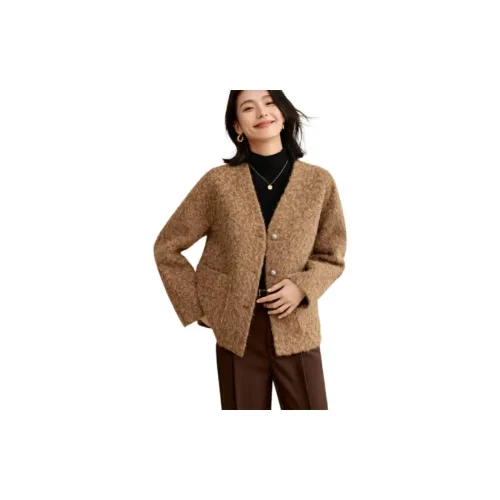 Mo Han Yi Mei Velvet Jackets Women's Green Coffee