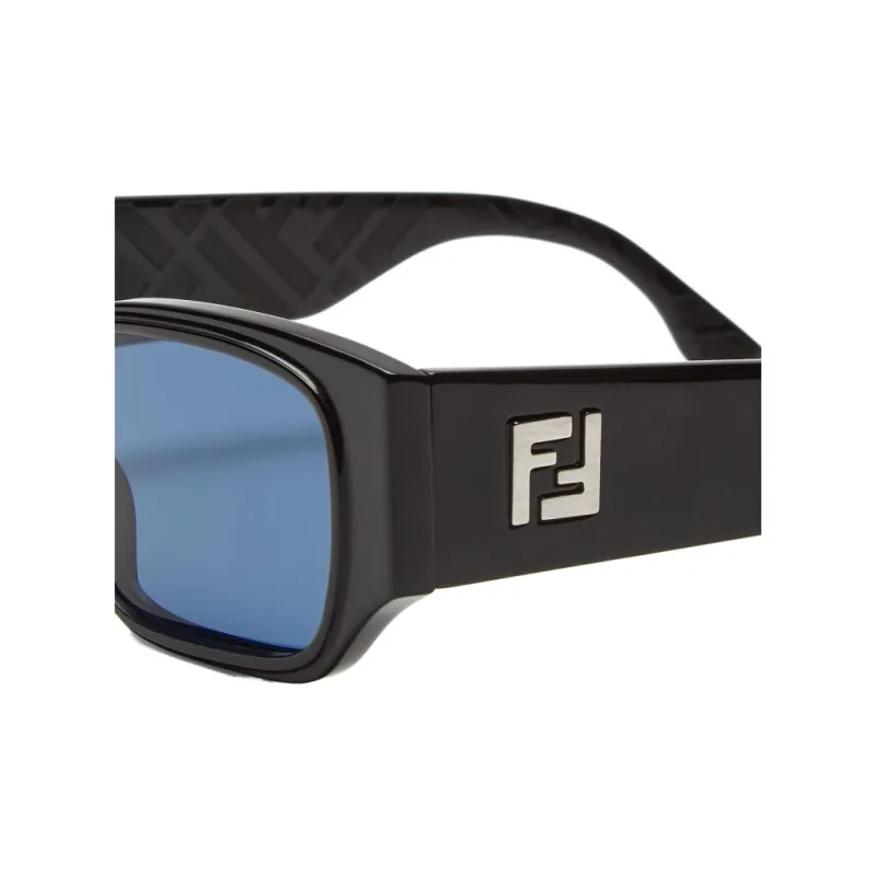 FENDI Acetate Metal Palladium Plated Rectangular Sunglasses Men's Black-2