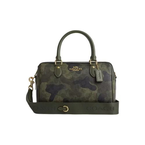 COACH Rowan Coated Canvas Shoulder Bag, Crossbody Bag, Handbag Medium Size Women's Green