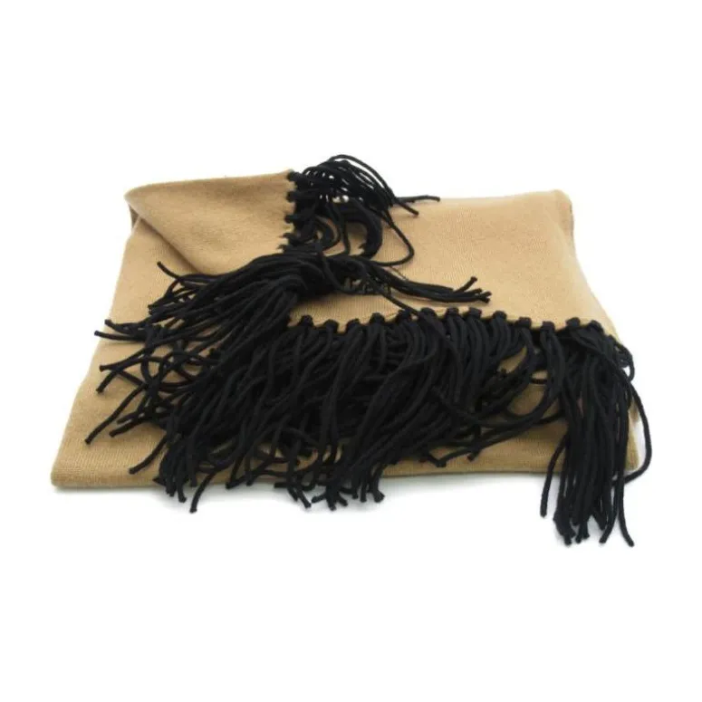 CHANEL Cashmere Knit Scarves Women's Brown-2