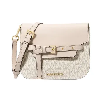 MICHAEL KORS Emilia Coated Canvas Shoulder Bag, Crossbody Bag Trumpets Women's Ecru