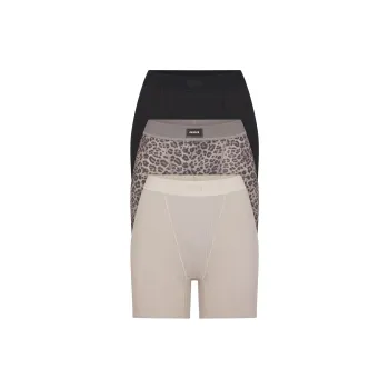 SKIMS COTTON RIB BOXER 3-PACK Boxer Shorts Women's 3 Pack Snow Leopard Multicolor
