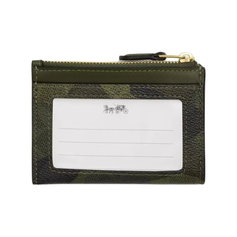 COACH Coated Canvas Card Holder Mini Women's Green-4