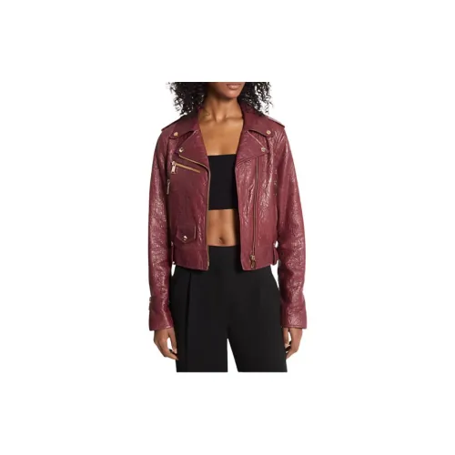 MICHAEL KORS Leather Jackets Women's Burgundy