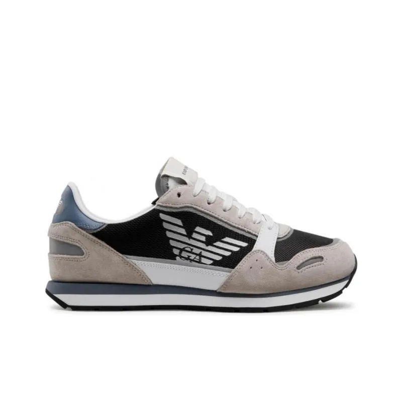 EMPORIO ARMANI Abrasion Resistant Low Top Sports Casual Shoes Men's Beige Black-1