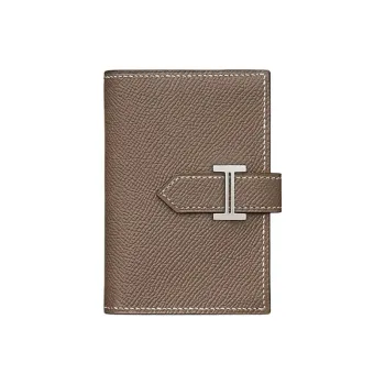 HERMES Bearn Epsom Calfskin Wallet Women's 18 Etoupe Elephant Gray